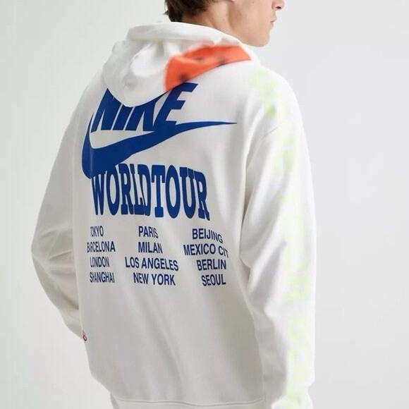 Nike Sportswear World Tour Hoodie Men's Small White Move Your Body Sole Rare - Picture 1 of 10